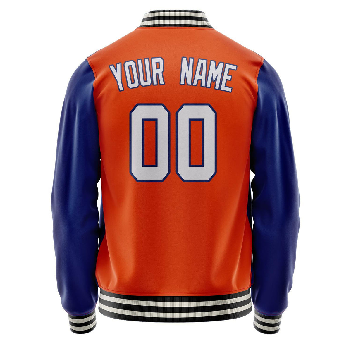 Custom Orange Royal Solid Color Varsity Letterman Jacket JA02240617XE337