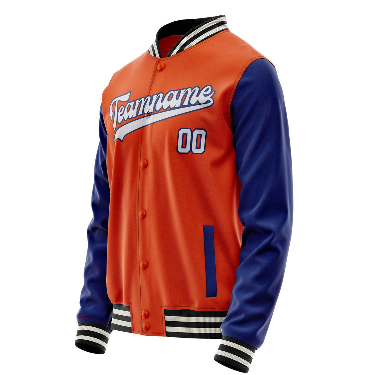 Custom Orange Royal Solid Color Varsity Letterman Jacket JA02240617XE337