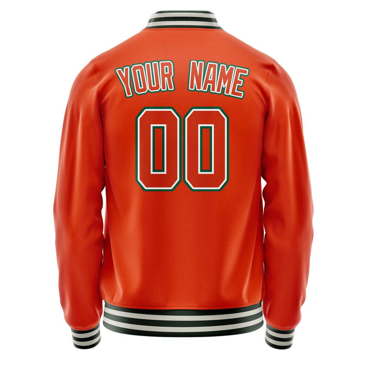 Custom Orange White Solid Color Varsity Letterman Jacket JA02240617XE339