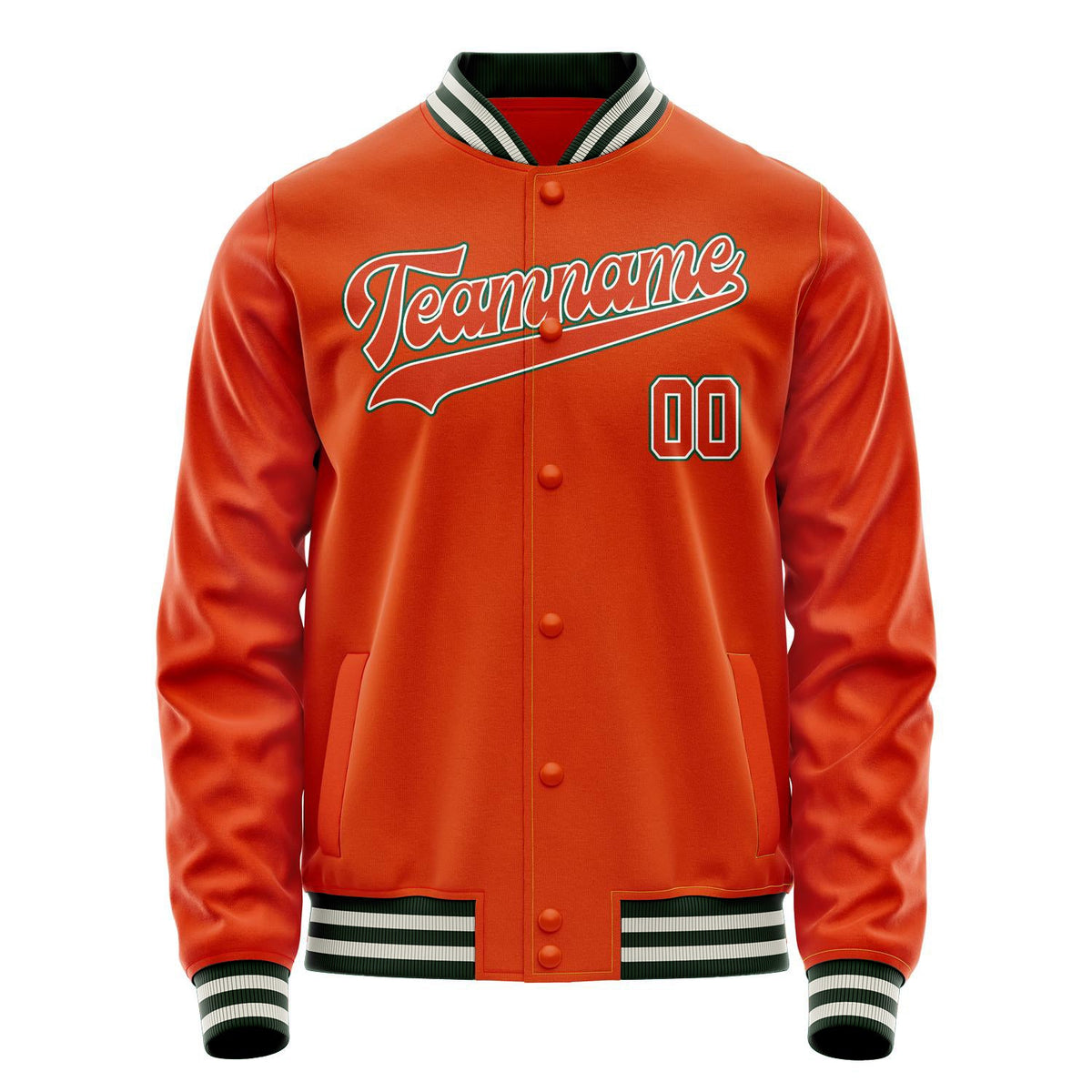 Custom Orange White Solid Color Varsity Letterman Jacket JA02240617XE339