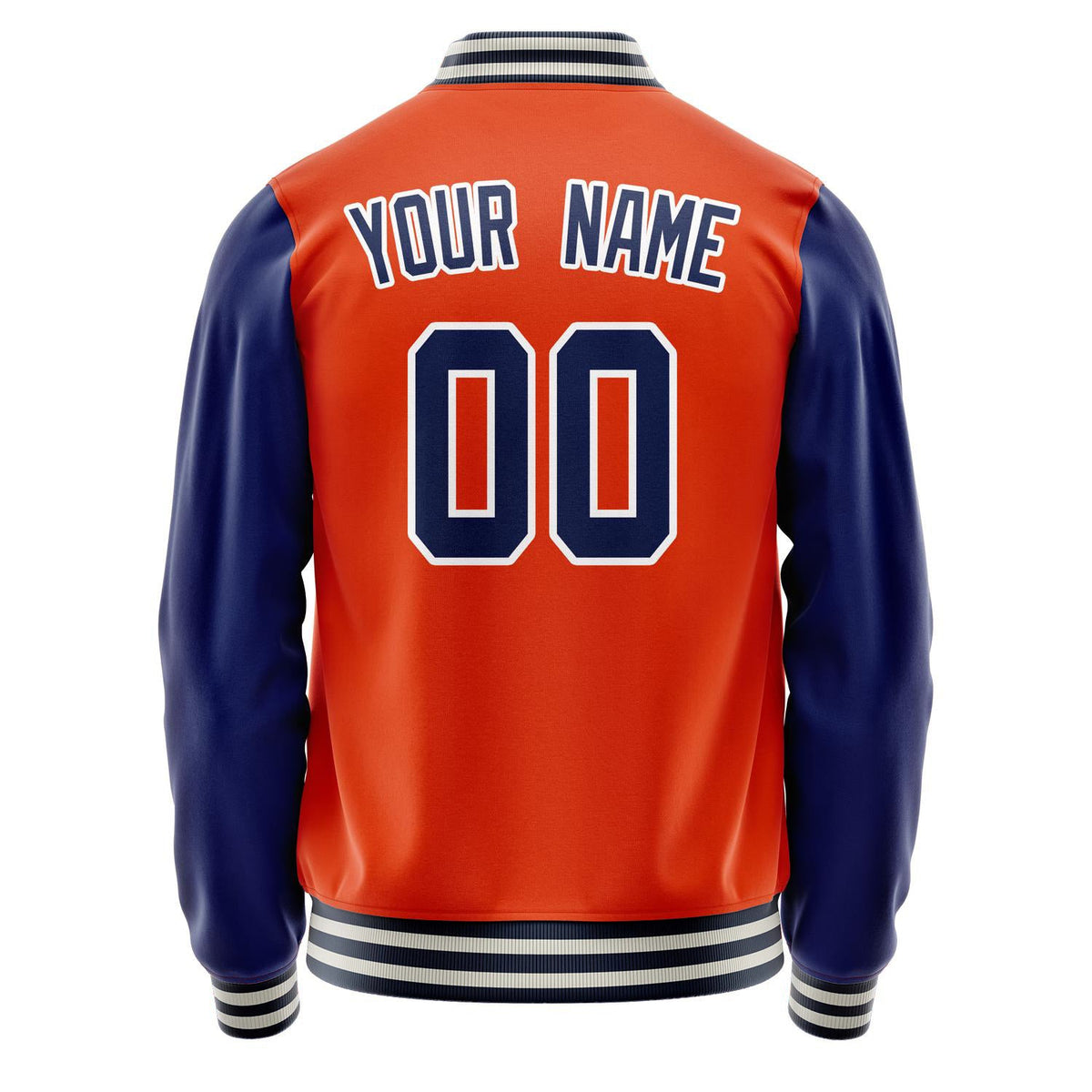 Custom Orange Royal Solid Color Varsity Letterman Jacket JA02240617XE340