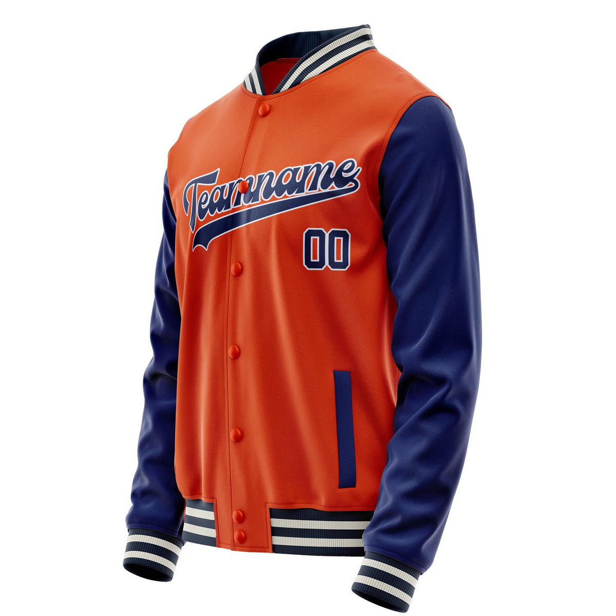 Custom Orange Royal Solid Color Varsity Letterman Jacket JA02240617XE340