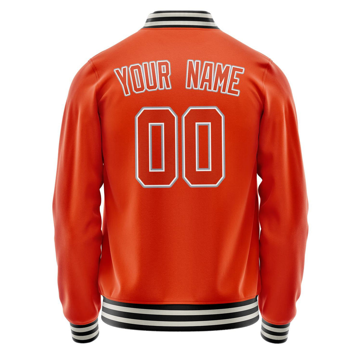 Custom Orange Gray Solid Color Varsity Letterman Jacket JA02240617XE343