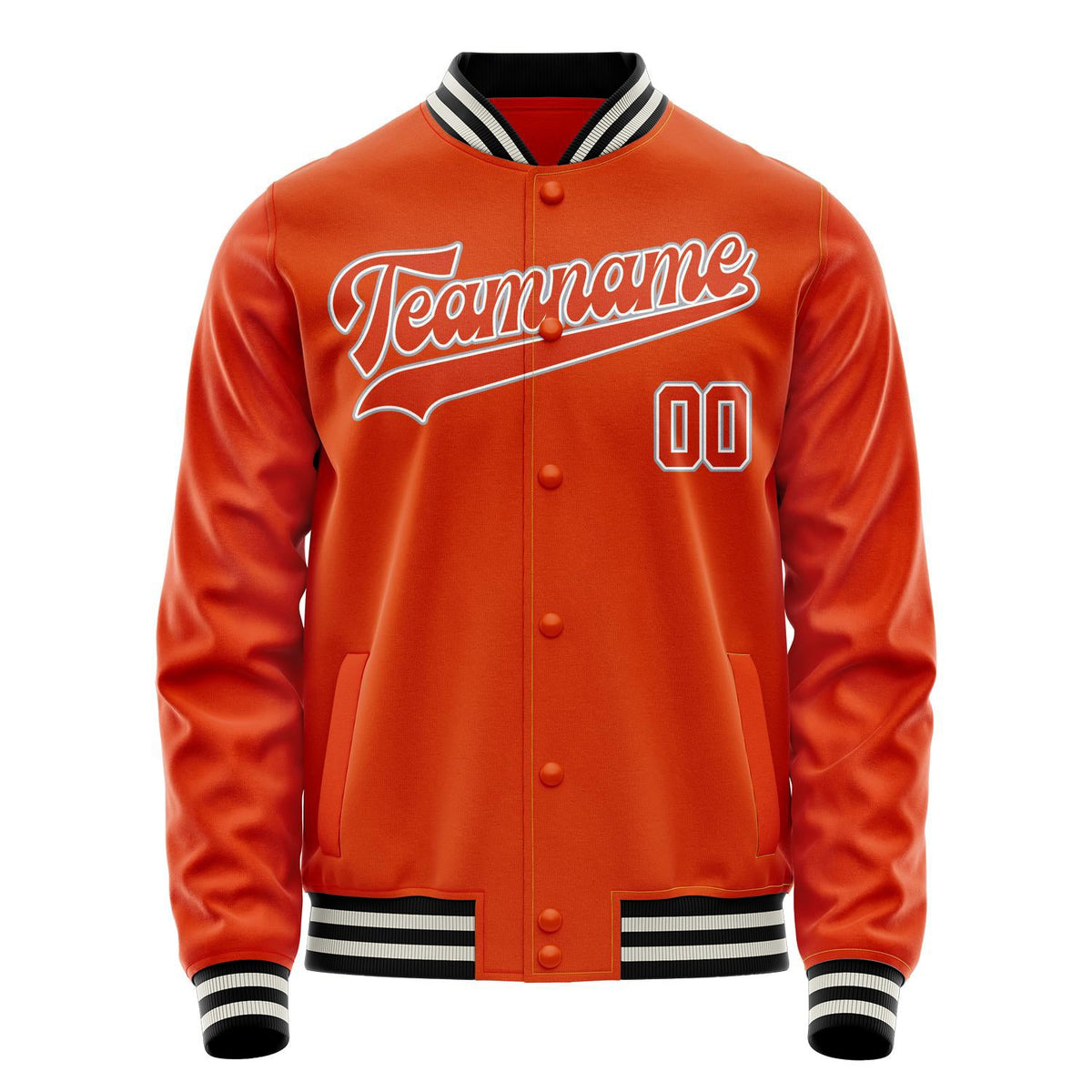 Custom Orange Gray Solid Color Varsity Letterman Jacket JA02240617XE343