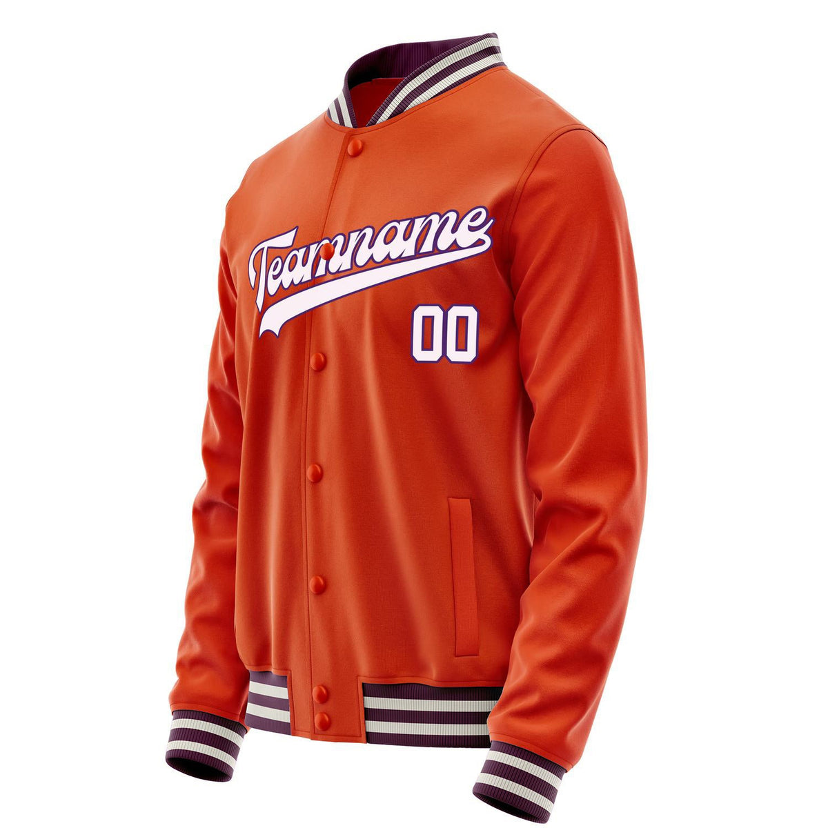 Custom Orange White Solid Color Varsity Letterman Jacket JA02240617XE344