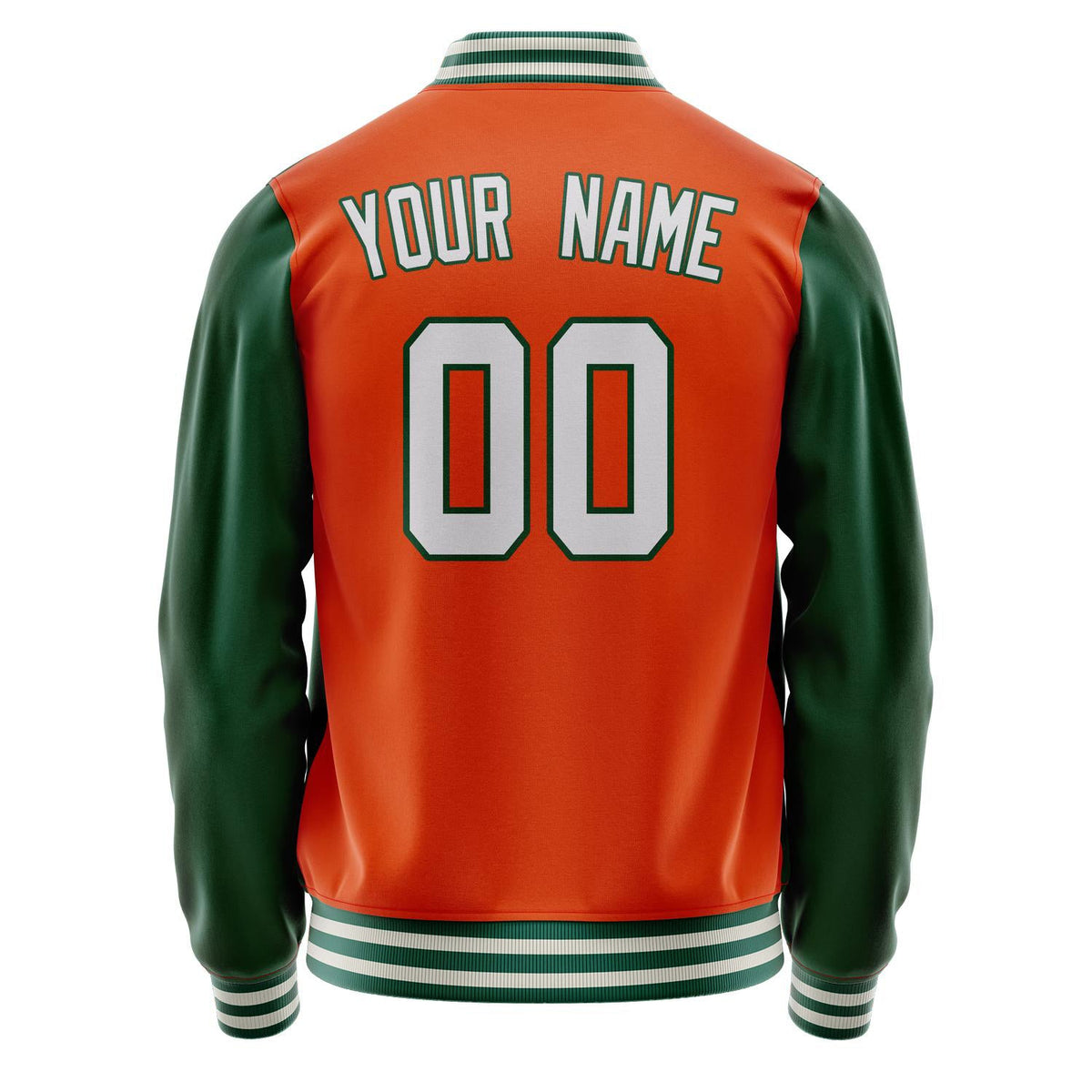 Custom Orange Kelly-Green Solid Color Varsity Letterman Jacket JA02240617XE352