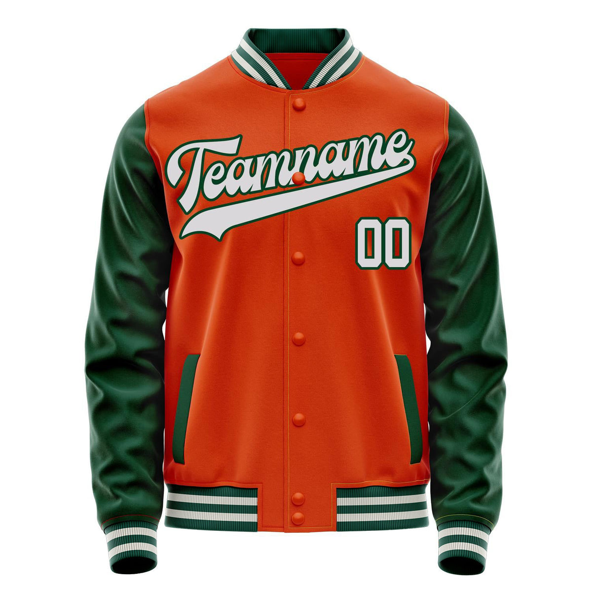 Custom Orange Kelly-Green Solid Color Varsity Letterman Jacket JA02240617XE352