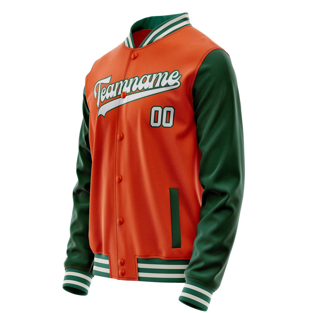 Custom Orange Kelly-Green Solid Color Varsity Letterman Jacket JA02240617XE352