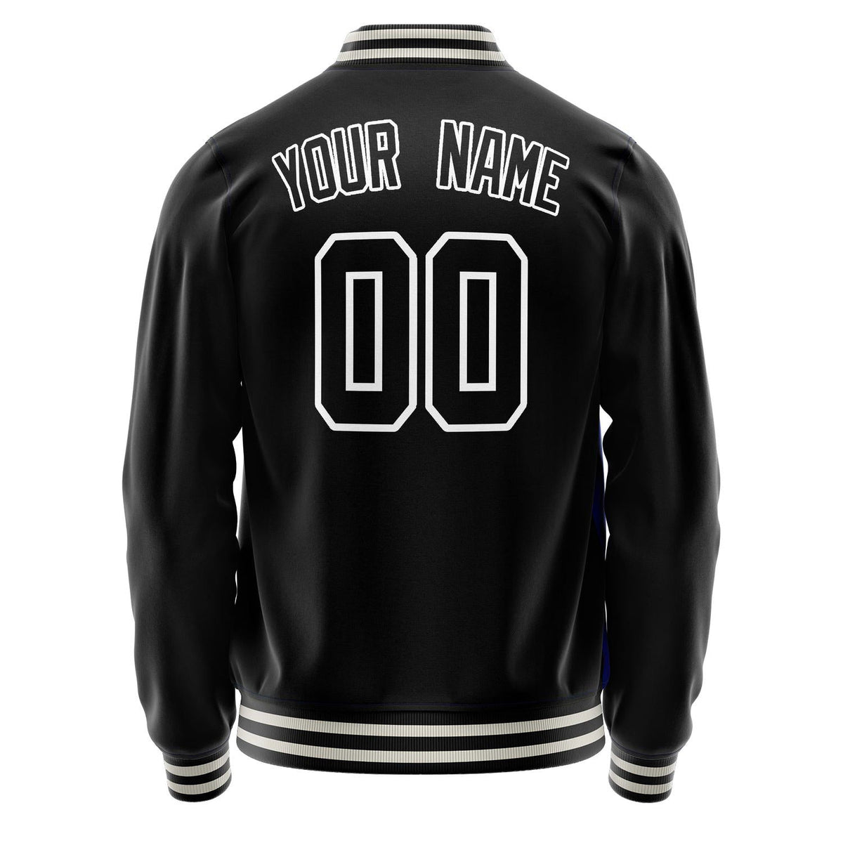 Custom Black White Solid Color Varsity Letterman Jacket JA02240617XF002