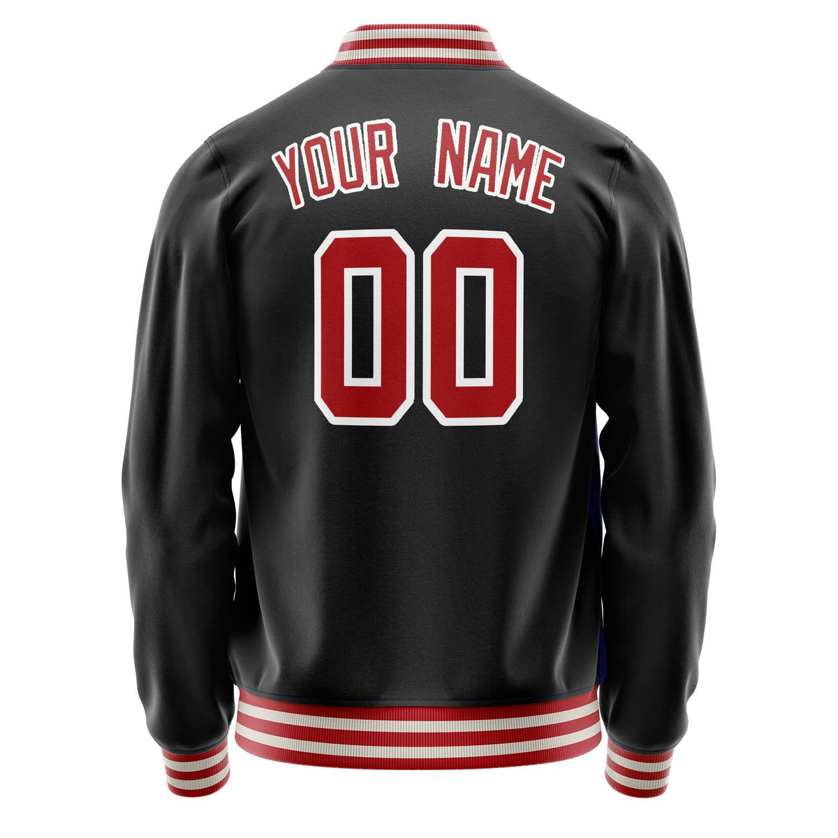 Custom Black Red Solid Color Varsity Letterman Jacket JA02240617XF006