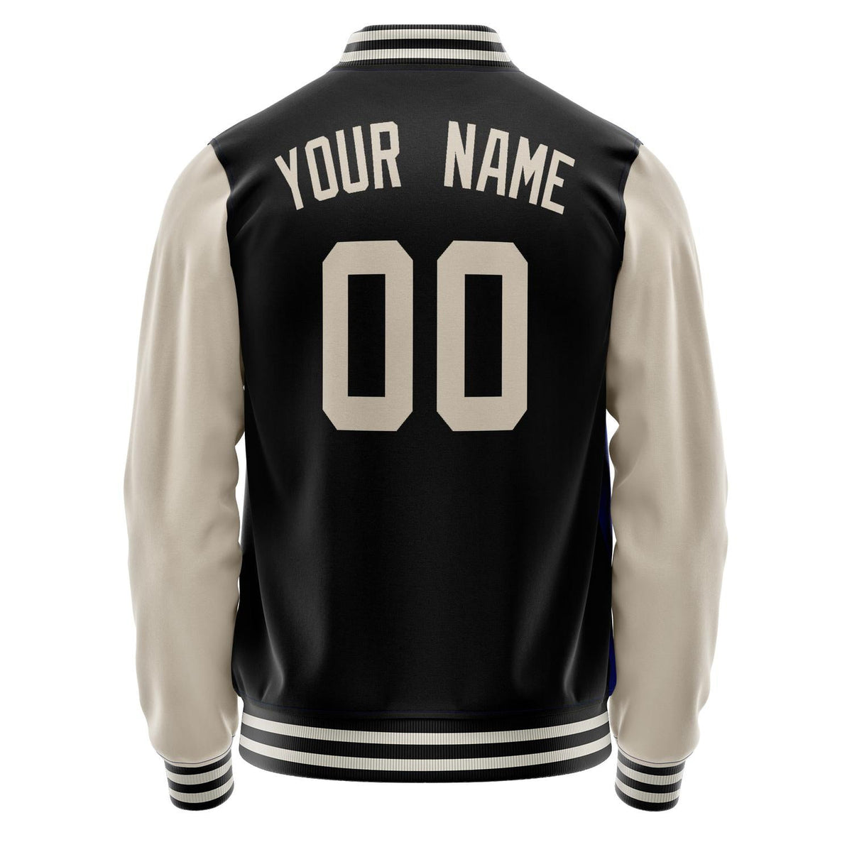 Custom Black Cream Solid Color Varsity Letterman Jacket JA02240617XF008