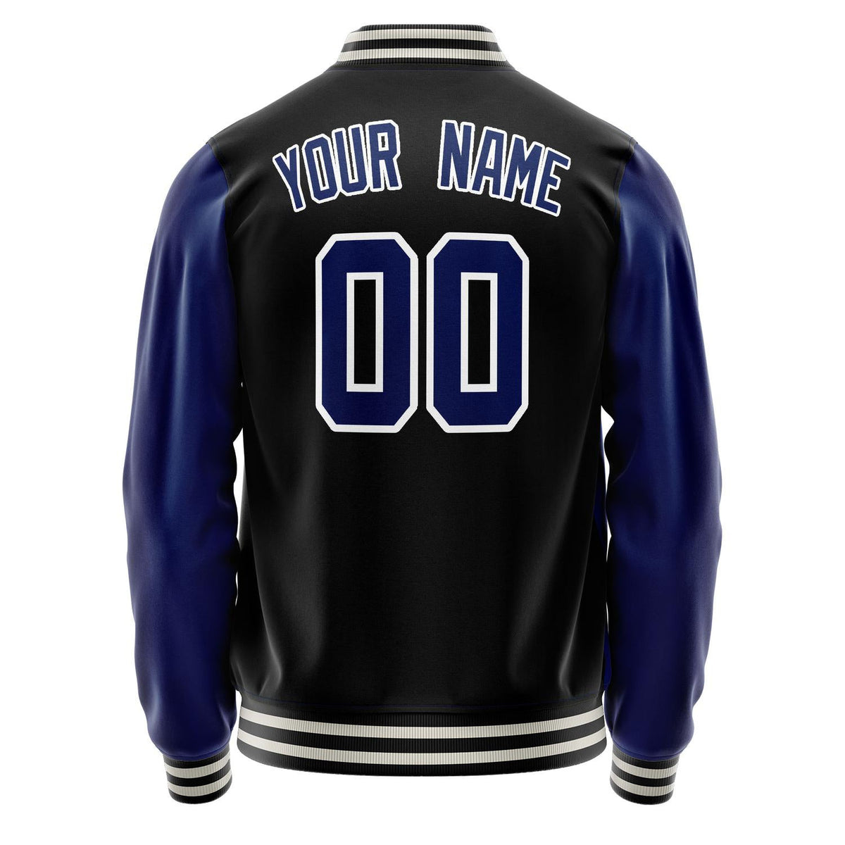 Custom Black Royal Solid Color Varsity Letterman Jacket JA02240617XF010