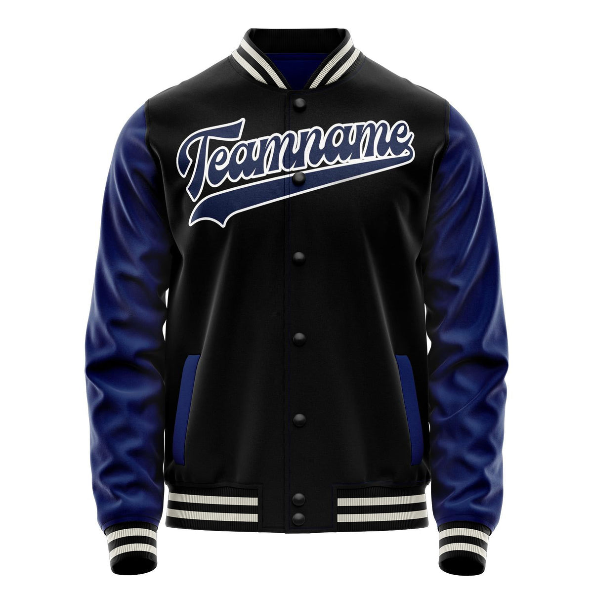 Custom Black Royal Solid Color Varsity Letterman Jacket JA02240617XF010