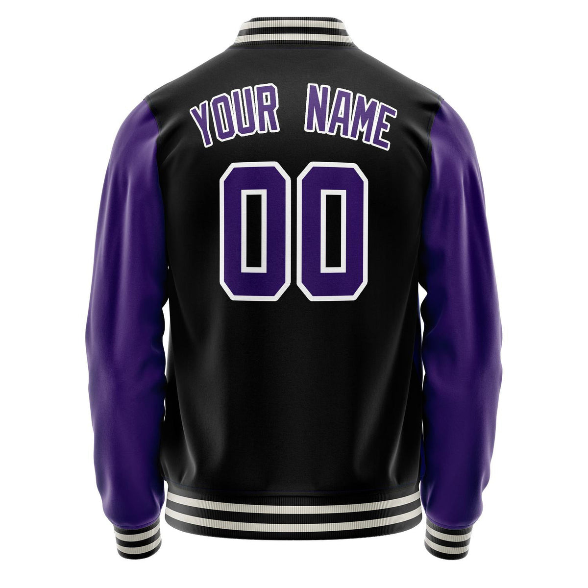 Custom Black Purple Solid Color Varsity Letterman Jacket JA02240617XF016