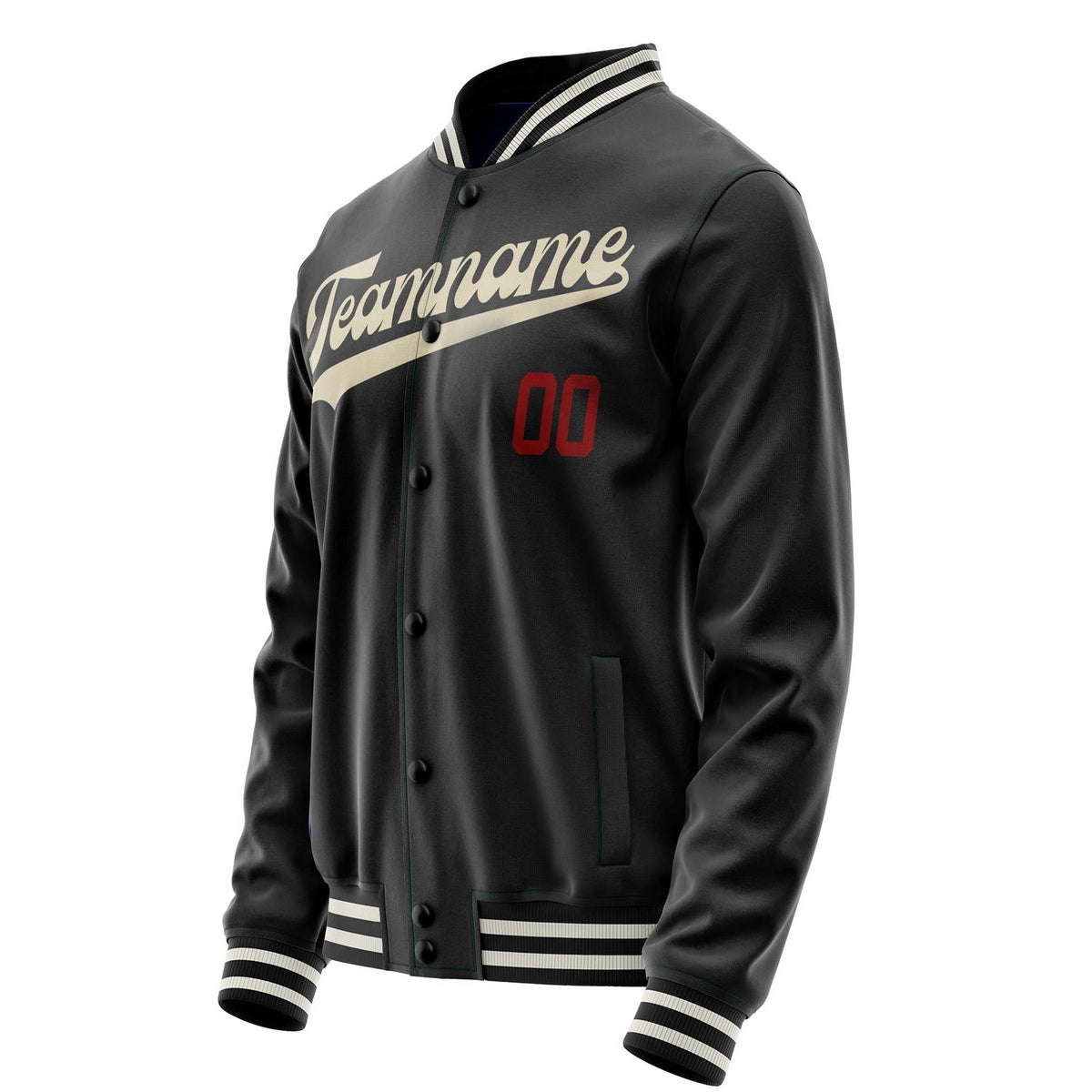 Custom Black Cream Solid Color Varsity Letterman Jacket JA02240617XF019