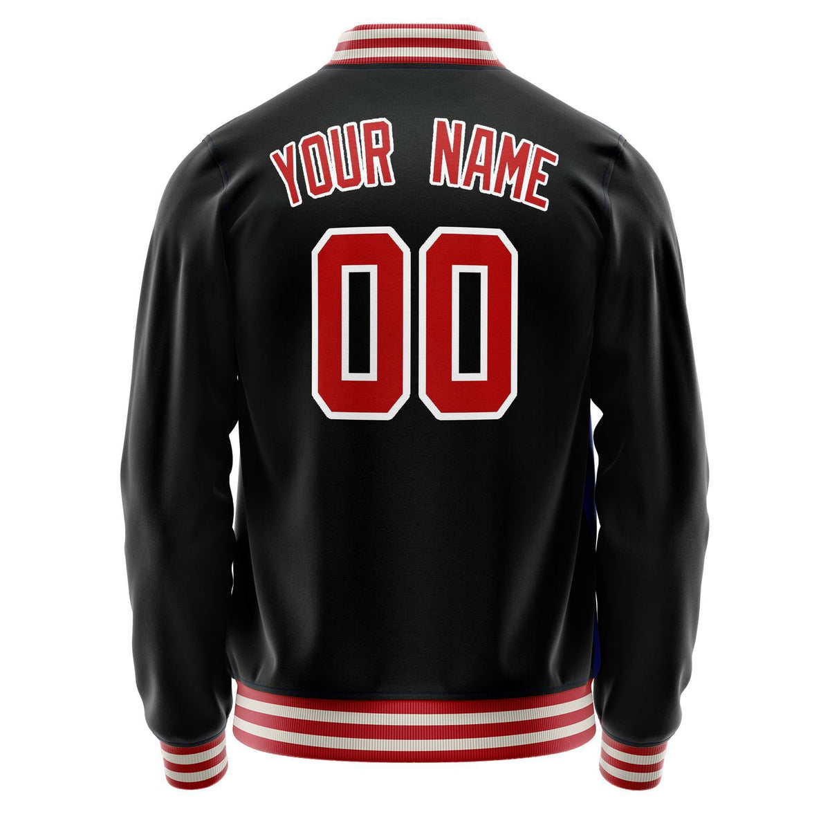 Custom Black Red Solid Color Varsity Letterman Jacket JA02240617XF022