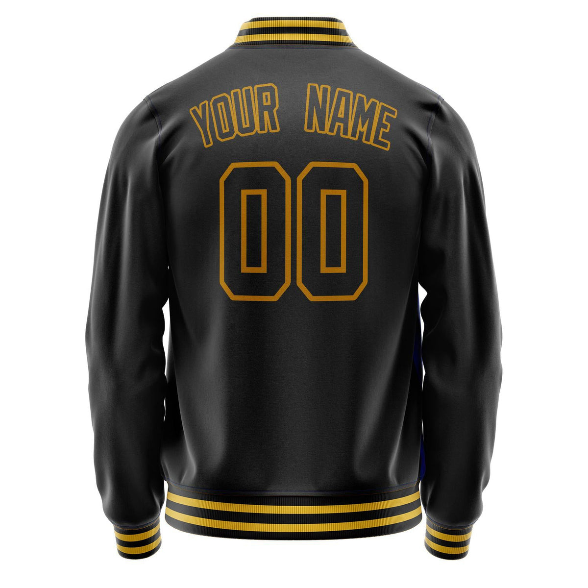 Custom Black Old-Gold Solid Color Varsity Letterman Jacket JA02240617XF027