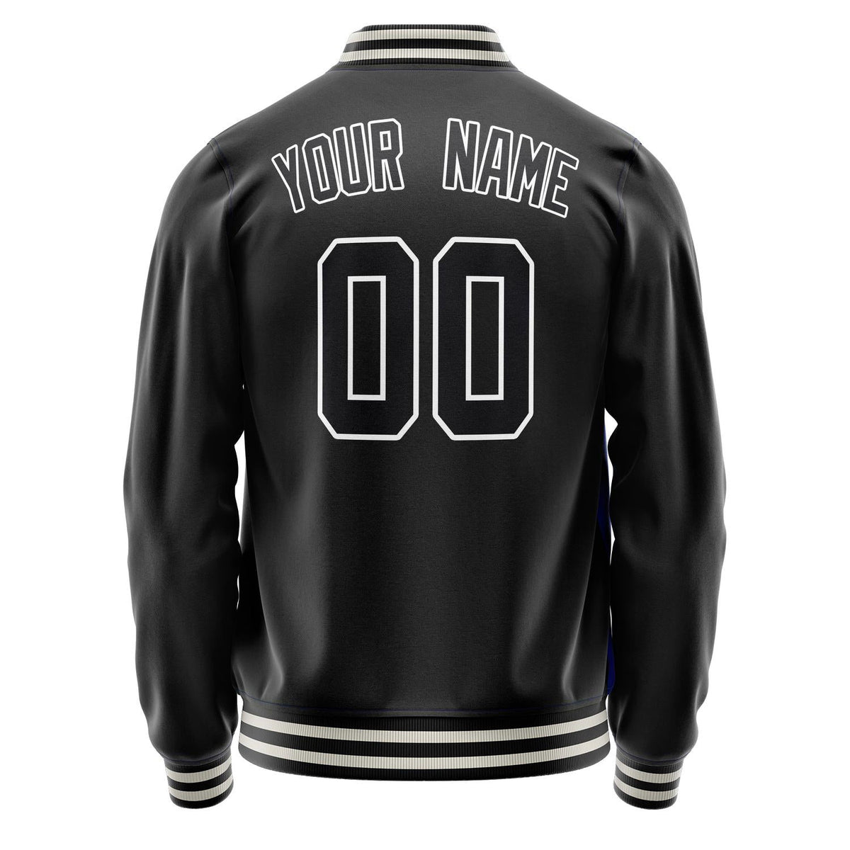 Custom Black White Solid Color Varsity Letterman Jacket JA02240617XF028