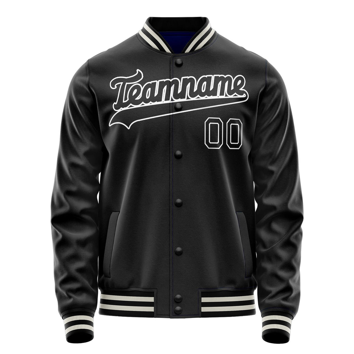 Custom Black White Solid Color Varsity Letterman Jacket JA02240617XF028