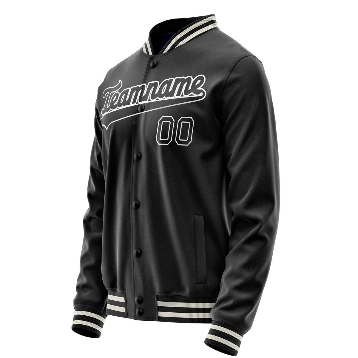 Custom Black White Solid Color Varsity Letterman Jacket JA02240617XF028