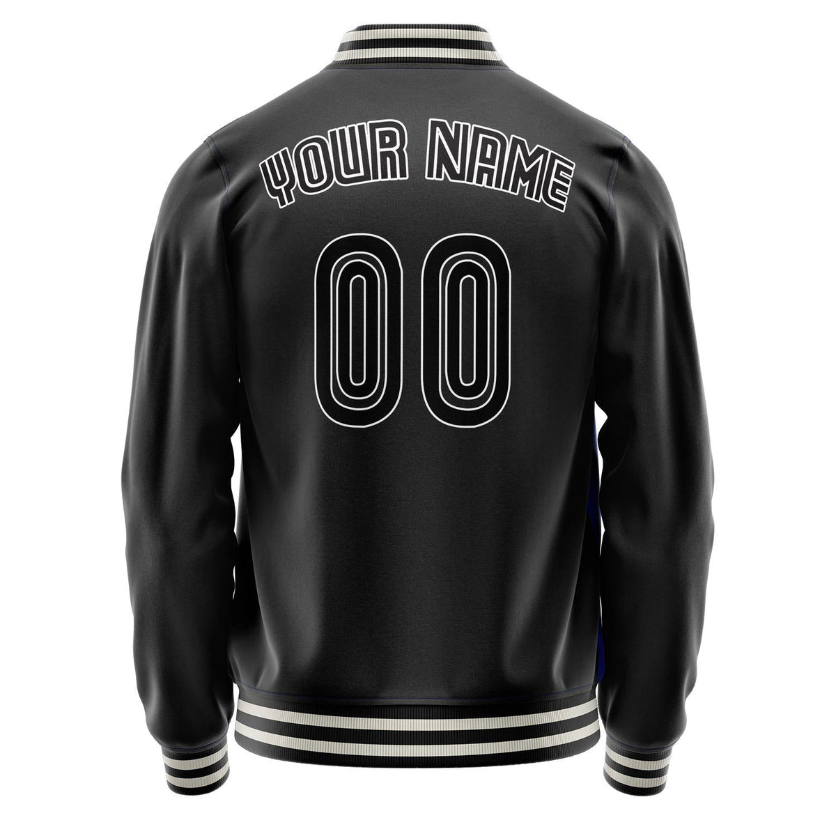 Custom Black White Solid Color Varsity Letterman Jacket JA02240617XF029