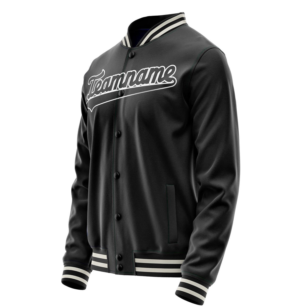 Custom Black White Solid Color Varsity Letterman Jacket JA02240617XF029