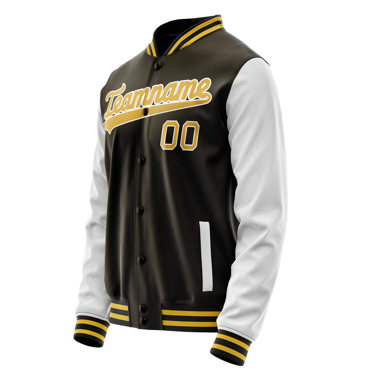 Custom Brown White Solid Color Varsity Letterman Jacket JA02240617XF063