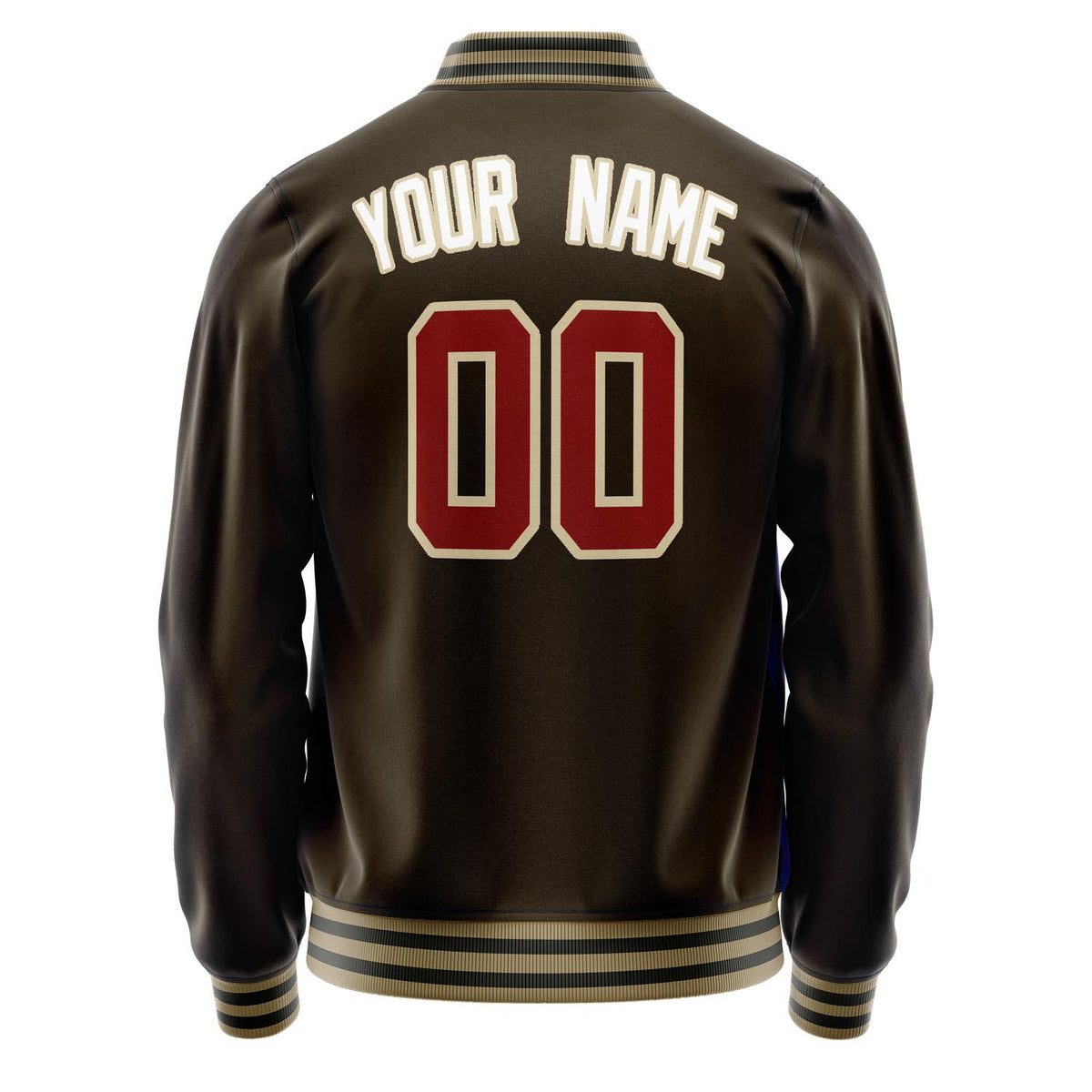 Custom Brown White Solid Color Varsity Letterman Jacket JA02240617XF065