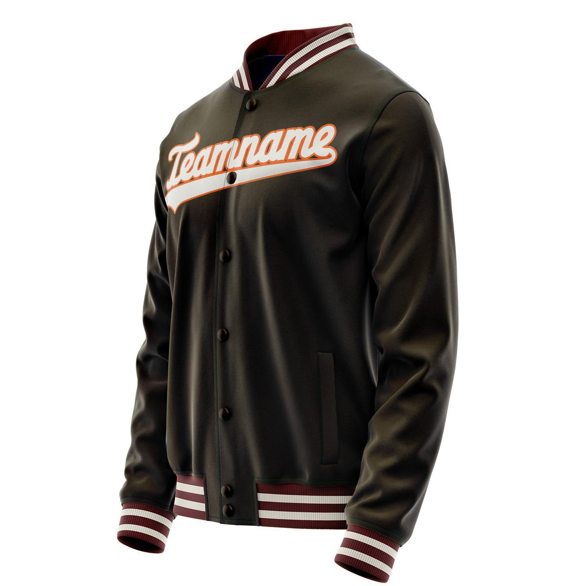 Custom Brown Gray Solid Color Varsity Letterman Jacket JA02240617XF068