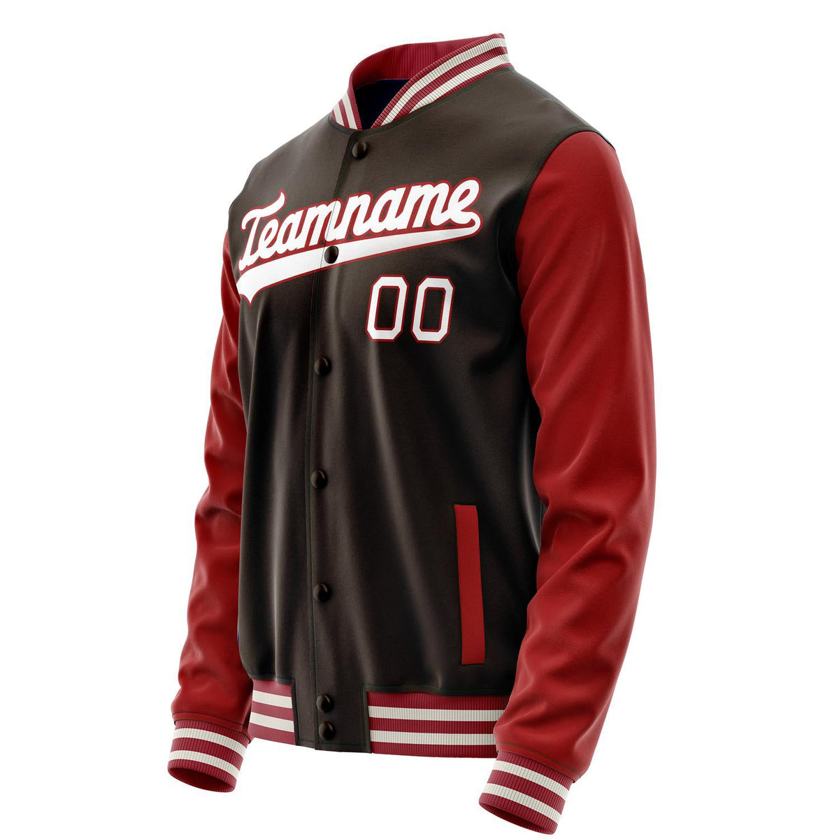 Custom Brown Crimson Solid Color Varsity Letterman Jacket JA02240617XF070