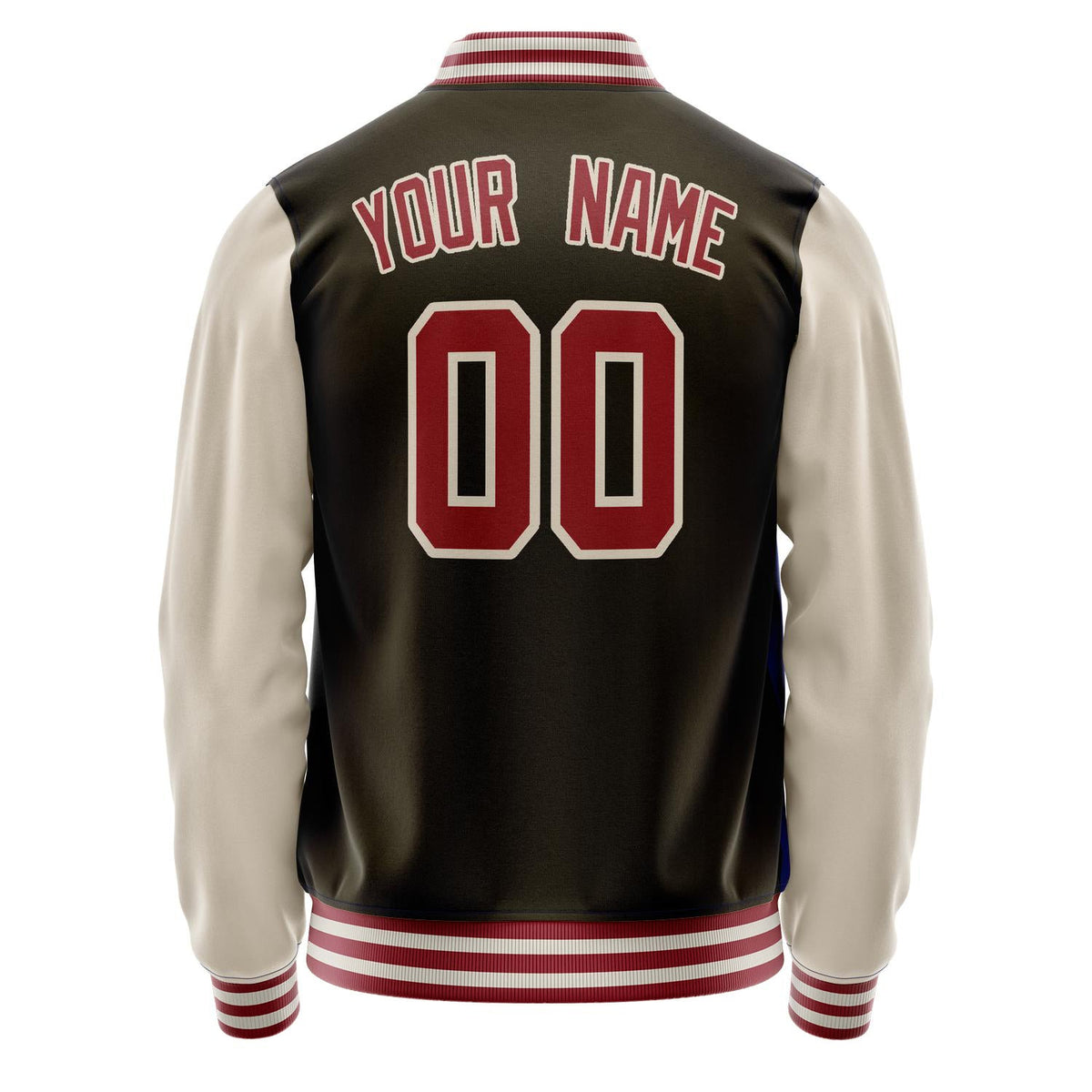 Custom Brown Cream Solid Color Varsity Letterman Jacket JA02240617XF082