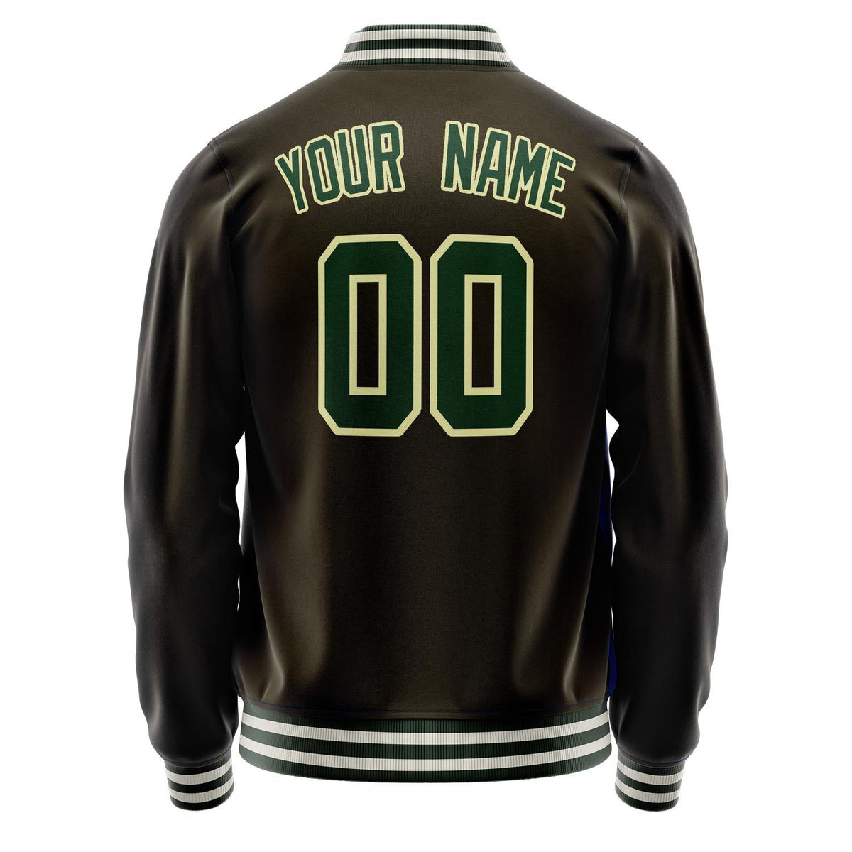 Custom Brown Kelly-Green Solid Color Varsity Letterman Jacket JA02240617XF084