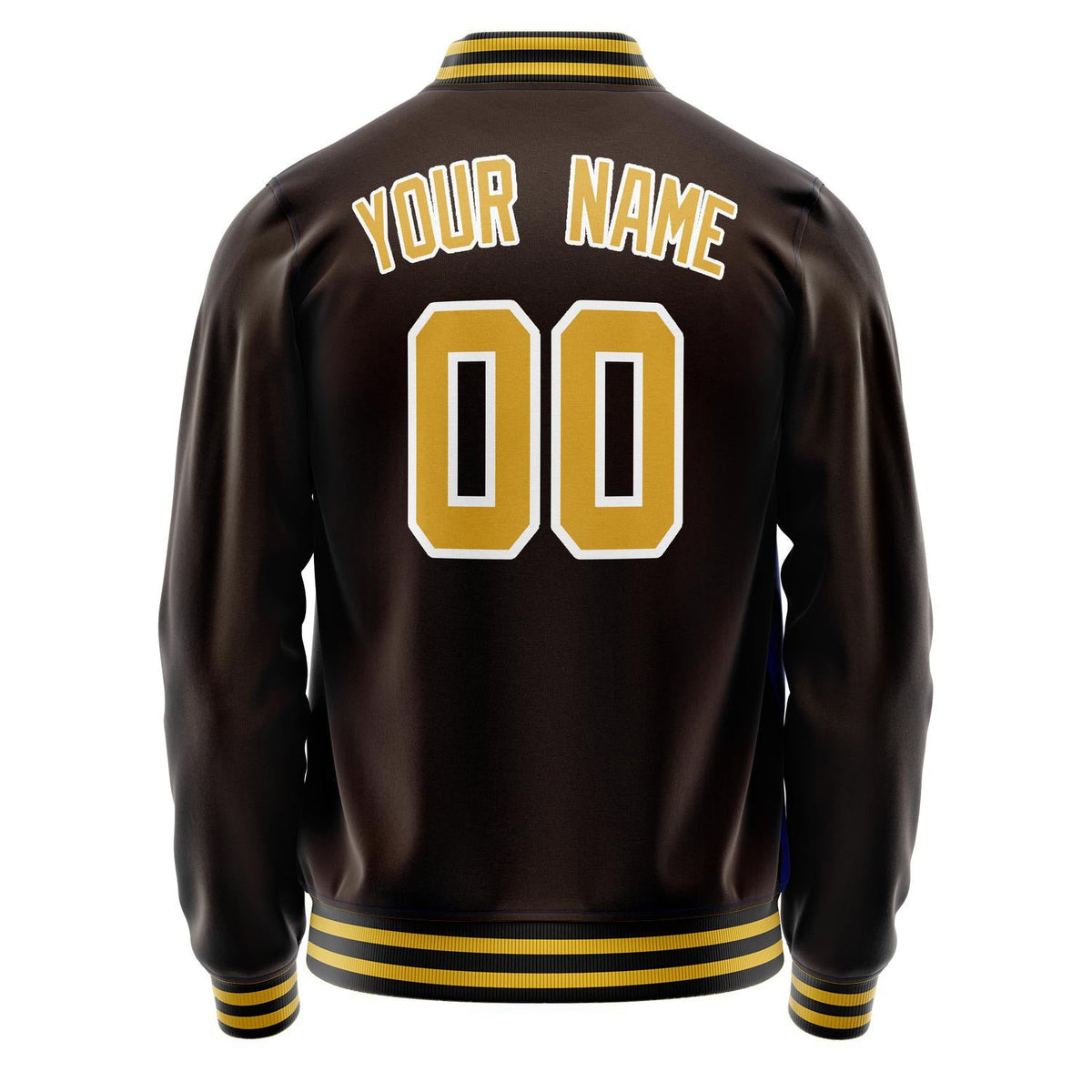 Custom Brown Gold Solid Color Varsity Letterman Jacket JA02240617XF085