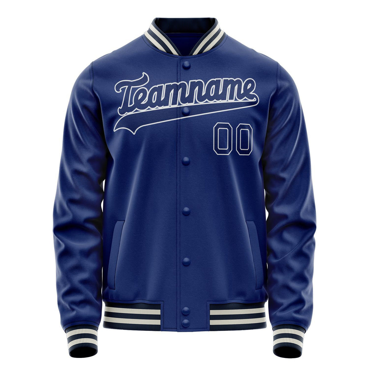 Custom Royal White Solid Color Varsity Letterman Jacket JA02240617XF537