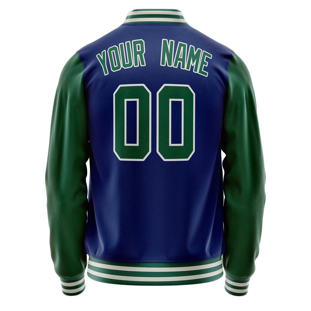 Custom Royal Kelly-Green Solid Color Varsity Letterman Jacket JA02240617XF539