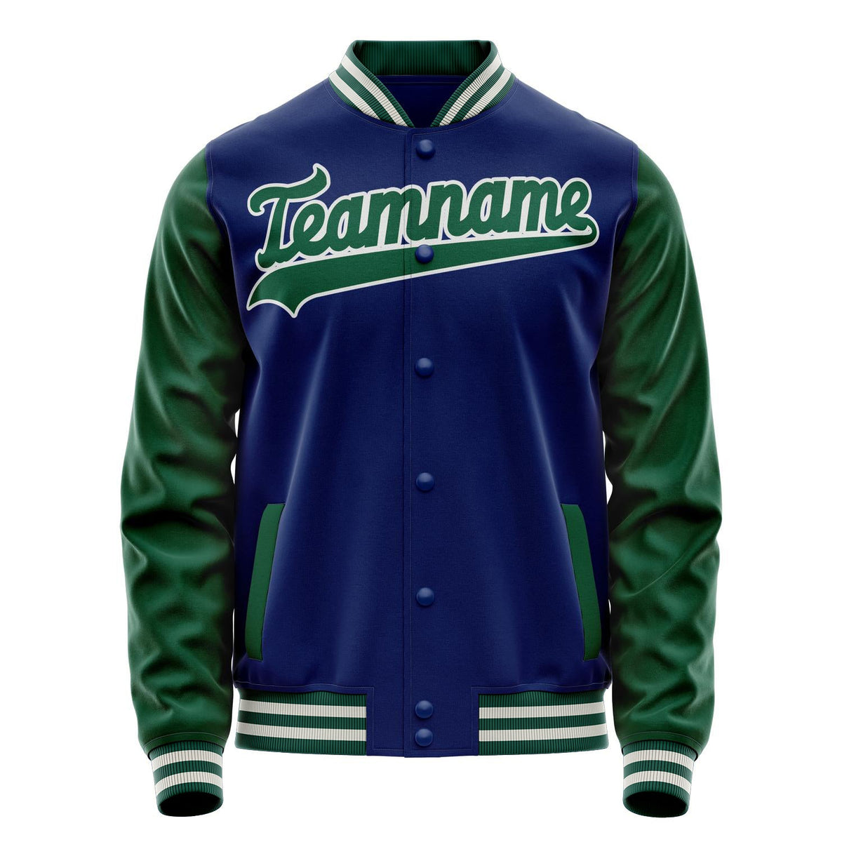 Custom Royal Kelly-Green Solid Color Varsity Letterman Jacket JA02240617XF539