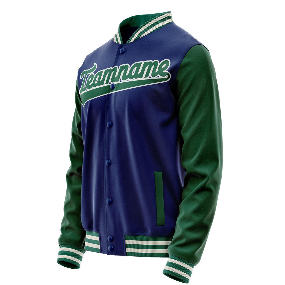 Custom Royal Kelly-Green Solid Color Varsity Letterman Jacket JA02240617XF539