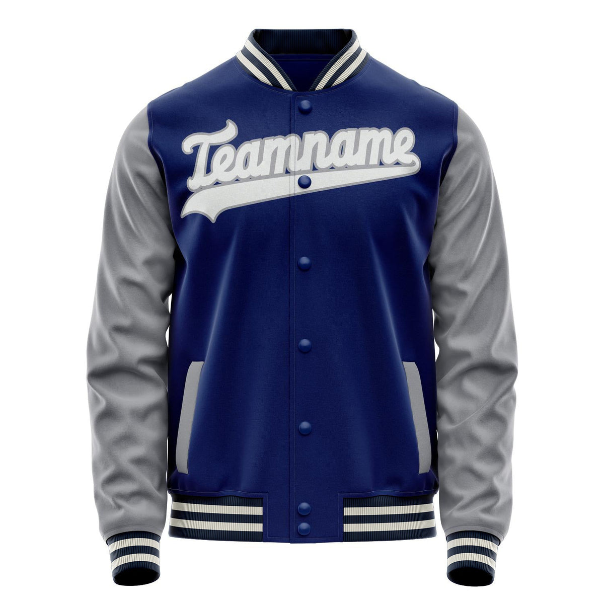 Custom Royal Gray Solid Color Varsity Letterman Jacket JA02240617XF543