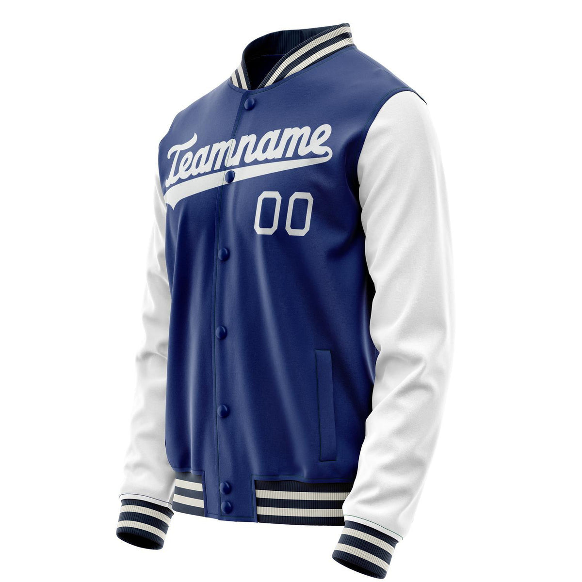 Custom Royal White Solid Color Varsity Letterman Jacket JA02240617XF547