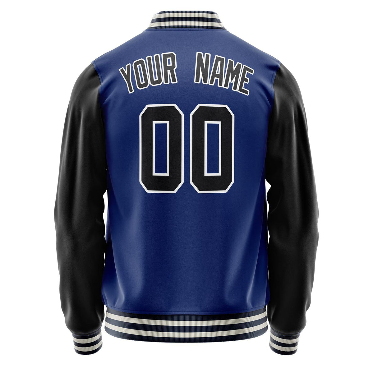 Custom Royal Black Solid Color Varsity Letterman Jacket JA02240617XF550