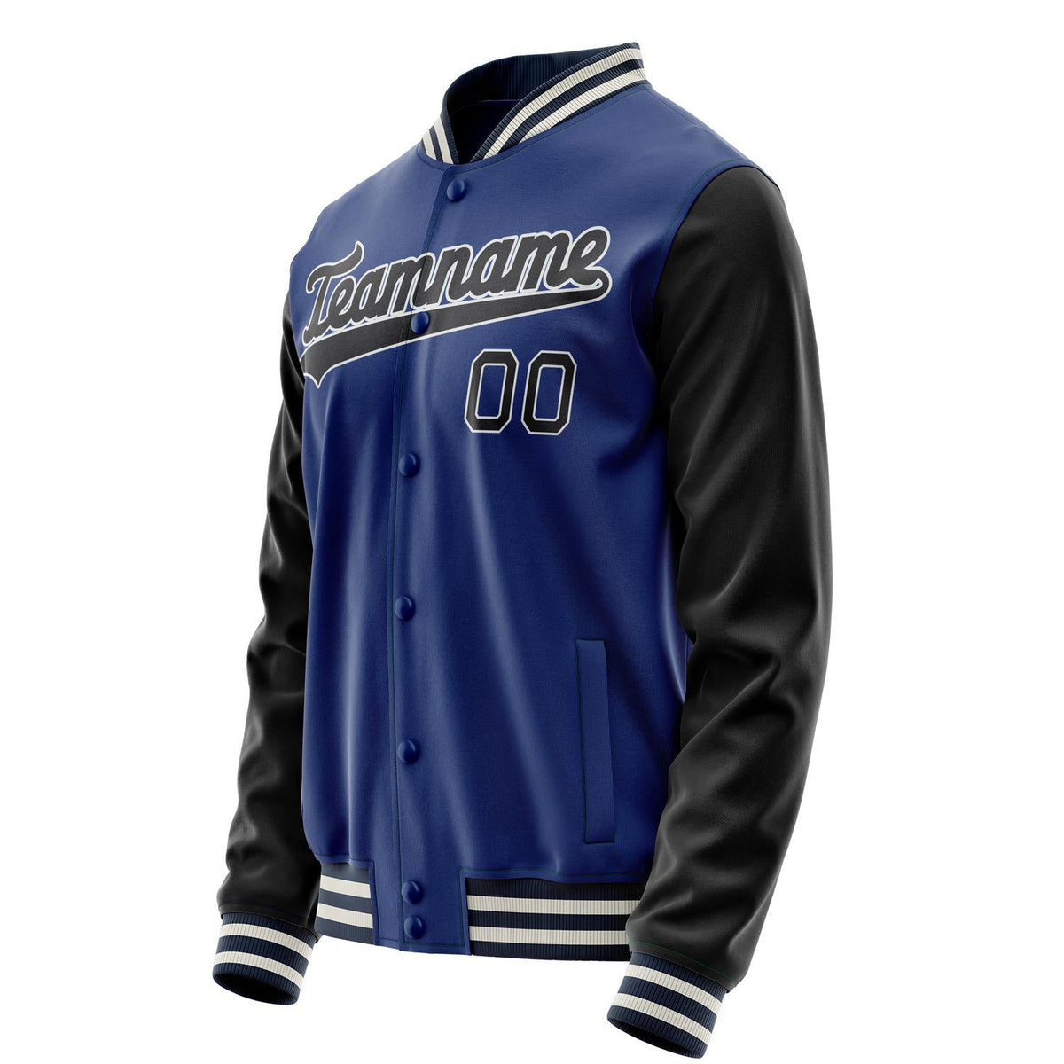 Custom Royal Black Solid Color Varsity Letterman Jacket JA02240617XF550