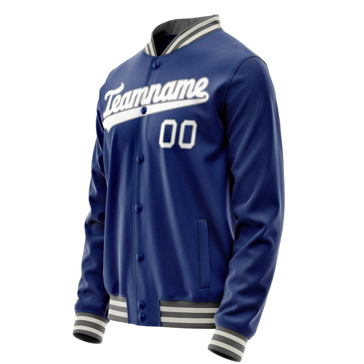 Custom Royal White Solid Color Varsity Letterman Jacket JA02240617XF554