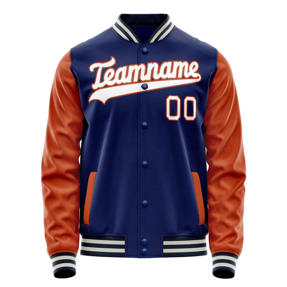 Custom Royal Texas-Orange Solid Color Varsity Letterman Jacket JA02240617XF558