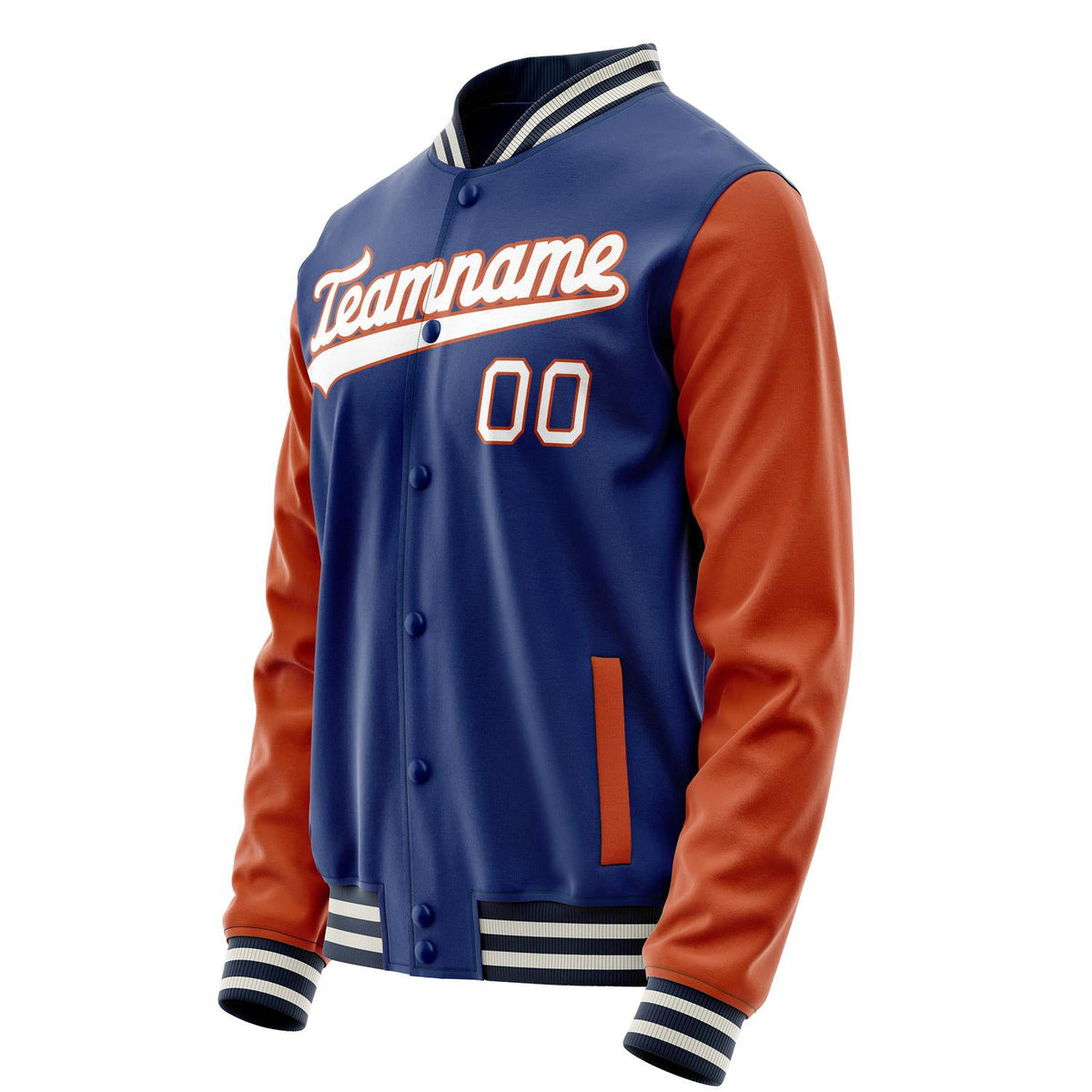 Custom Royal Texas-Orange Solid Color Varsity Letterman Jacket JA02240617XF558