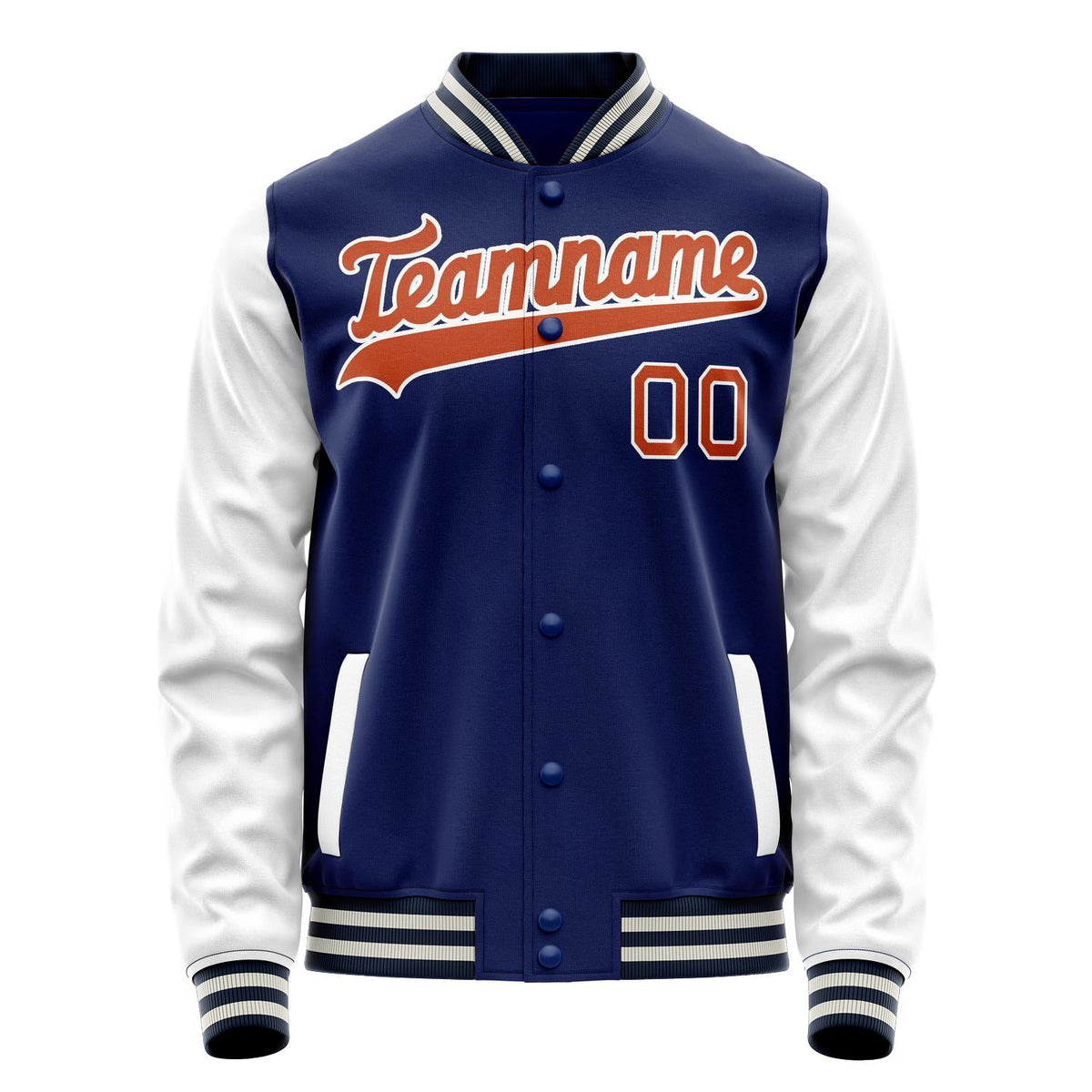 Custom Royal White Solid Color Varsity Letterman Jacket JA02240617XF559