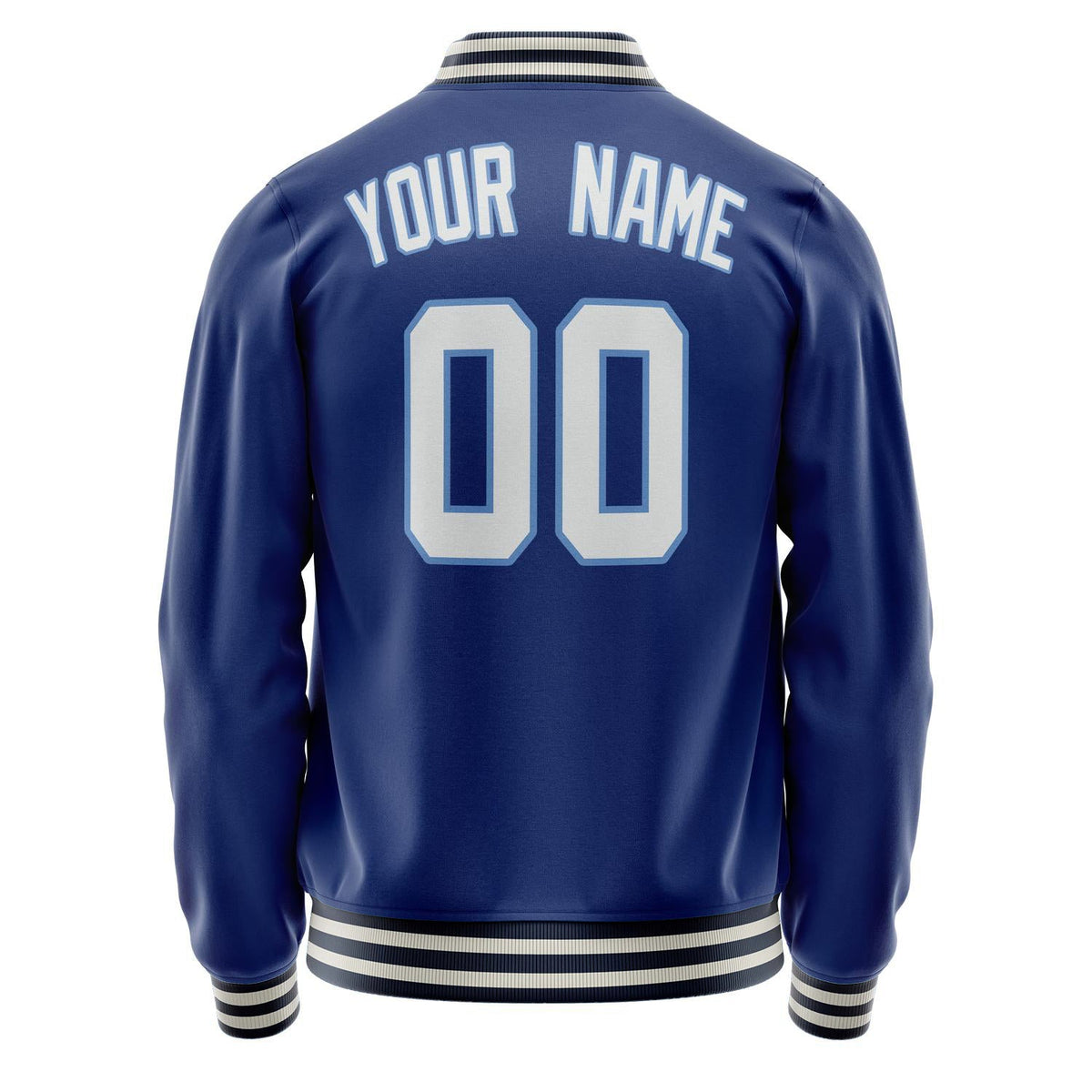 Custom Royal White Solid Color Varsity Letterman Jacket JA02240617XF563