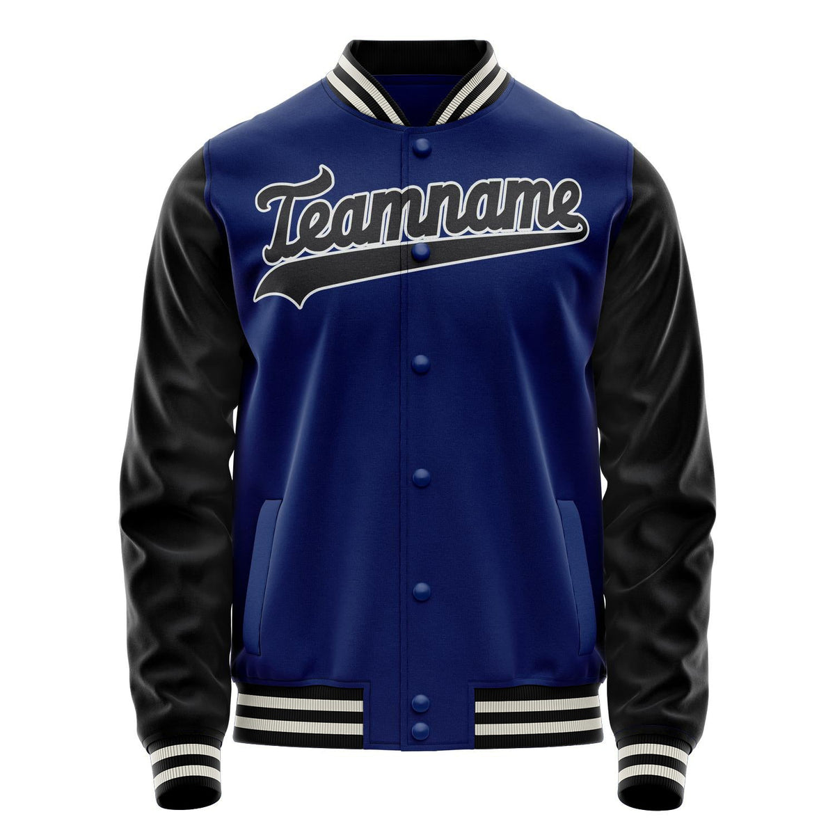 Custom Royal Black Solid Color Varsity Letterman Jacket JA02240617XF564