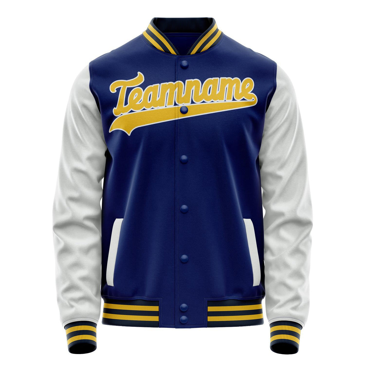 Custom Royal White Solid Color Varsity Letterman Jacket JA02240617XF567