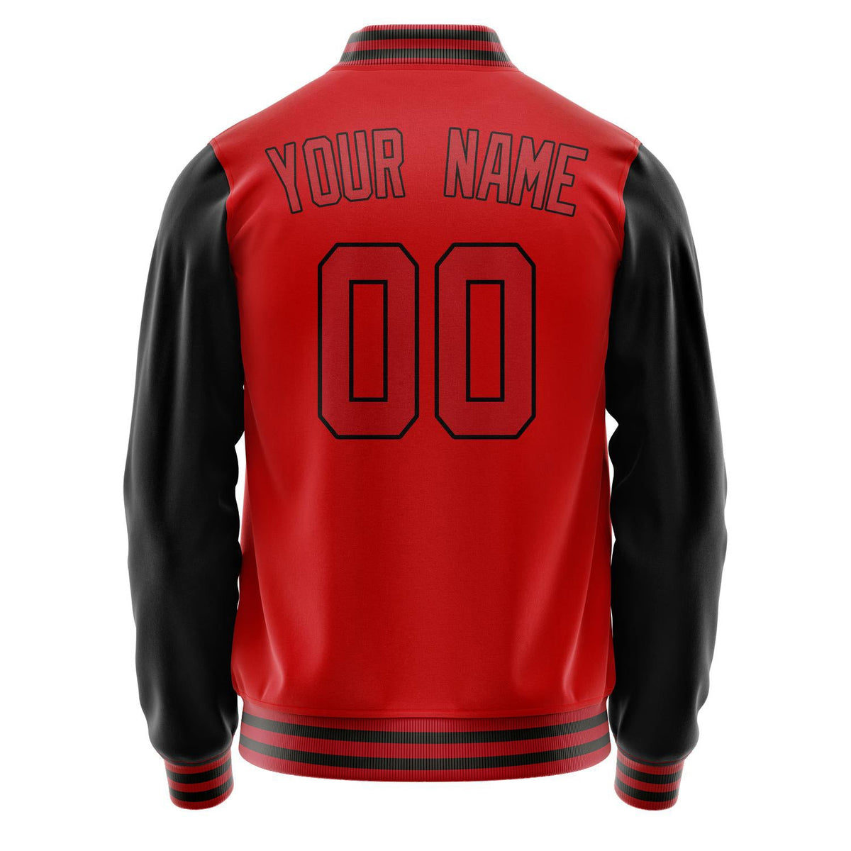 Custom Red Black Solid Color Varsity Letterman Jacket JA02240617XY386