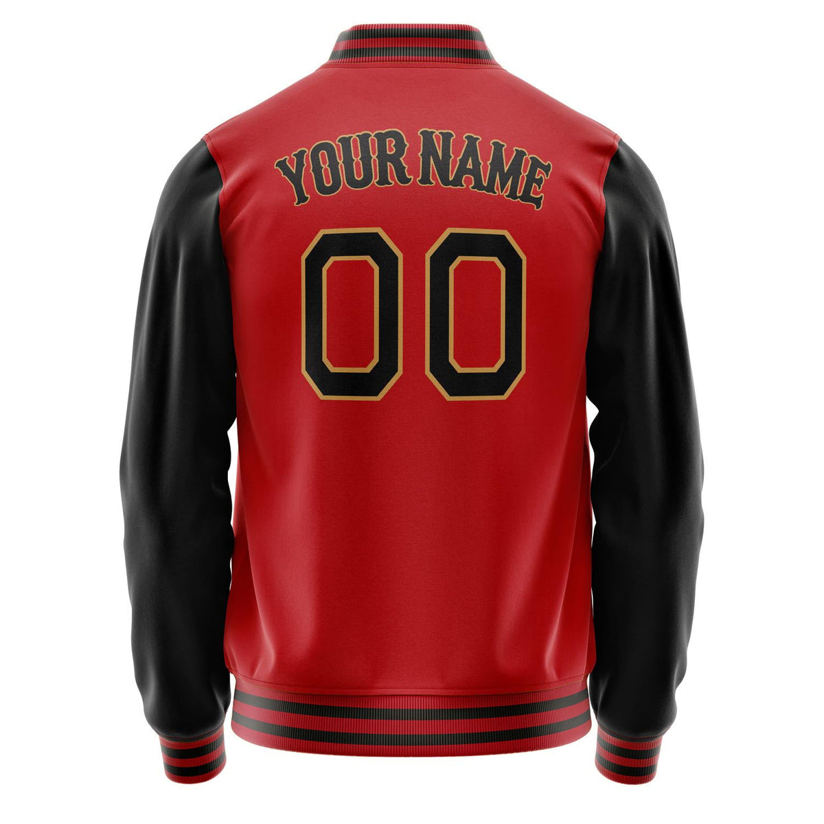 Custom Red Black Solid Color Varsity Letterman Jacket JA02240617XY391